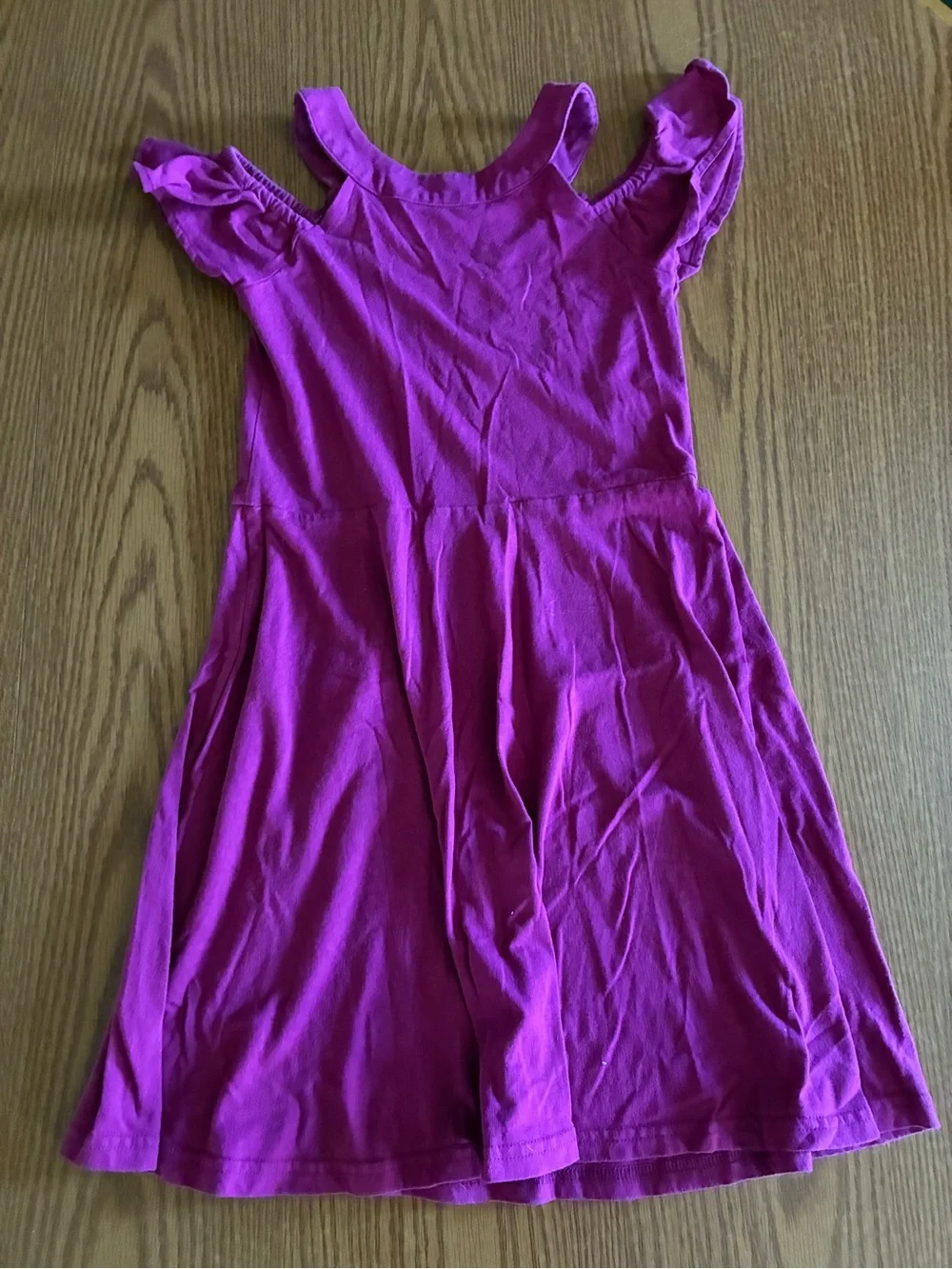 The Children's Place Magenta Cold-Shoulder Ruffle Dress - Picture 2 of 3